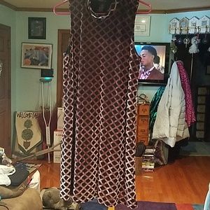 TeezeMe Sz L Velvet Pink & Black Dress Sleeveless